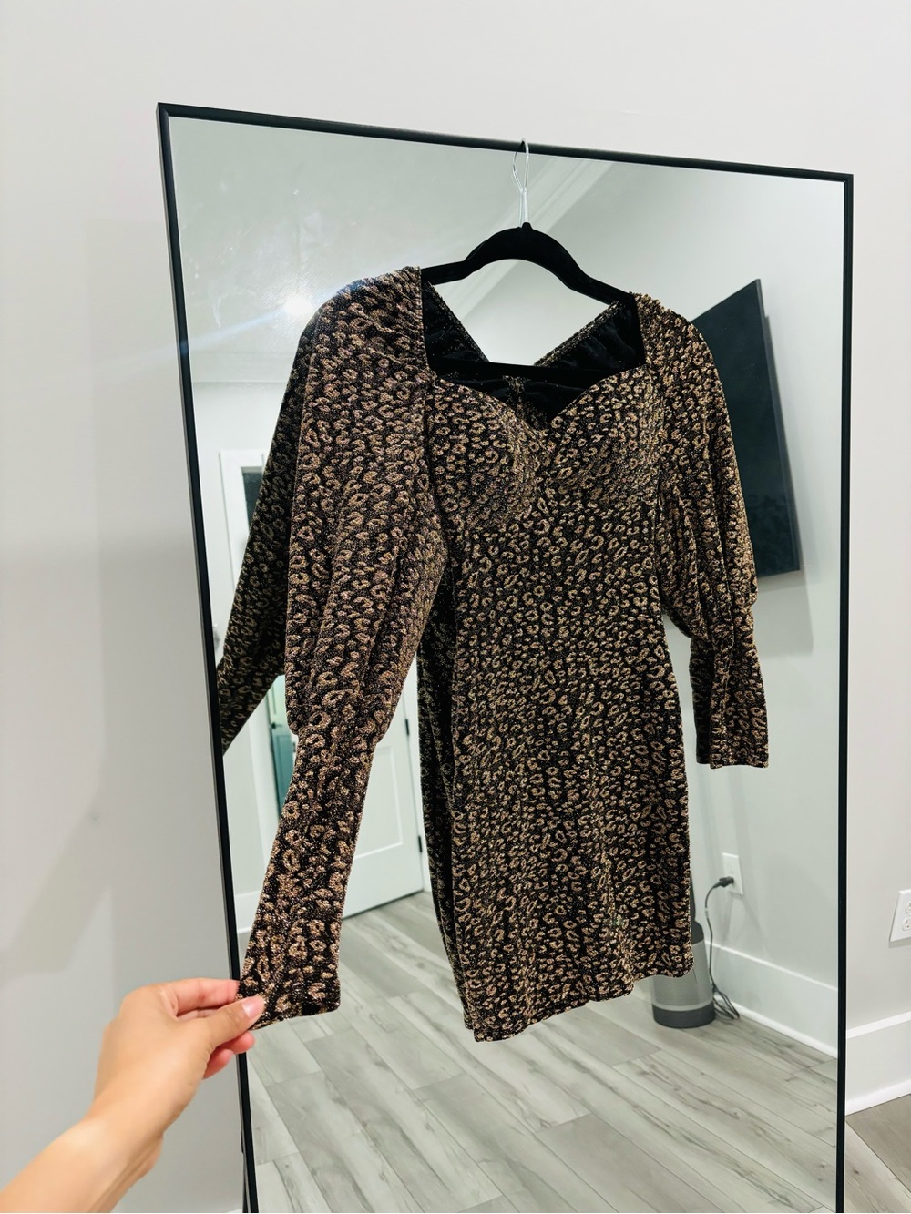 Fashion Nova leopard Print Puff-Sleeve Mini Dress - Black & Brown